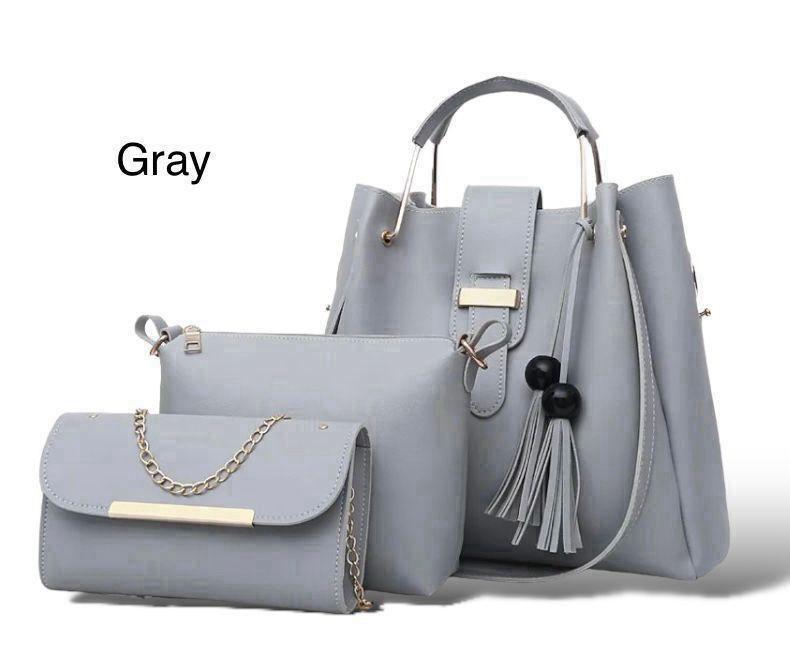 Stylish Women's Leather Handbag - Set of 3
