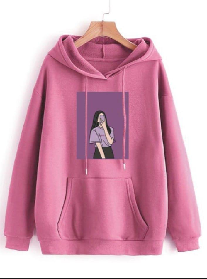 1 Pc Women's Stirched Printed Pullover Hoodie