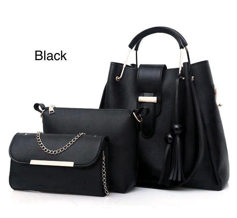 Stylish Women's Leather Handbag - Set of 3