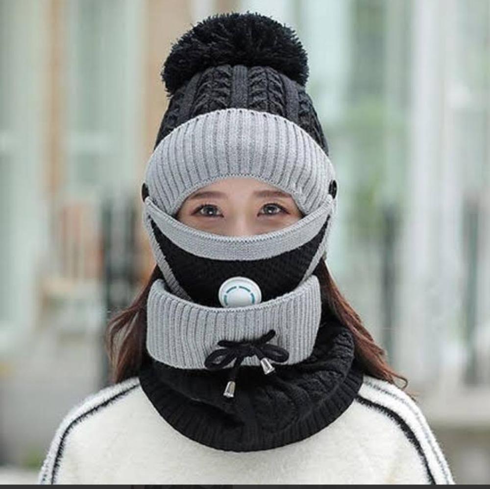 Wool Cap Neck Warmer & Mask