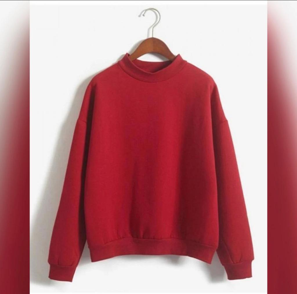 1 Pc Women's Red Plain Sweat Shirt