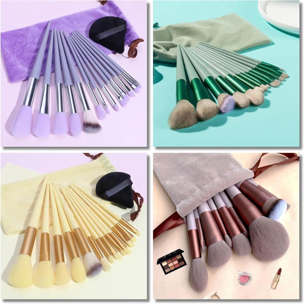 Colorful Makeup Brushes Set - 13 Pcs Set of Essentials Tools