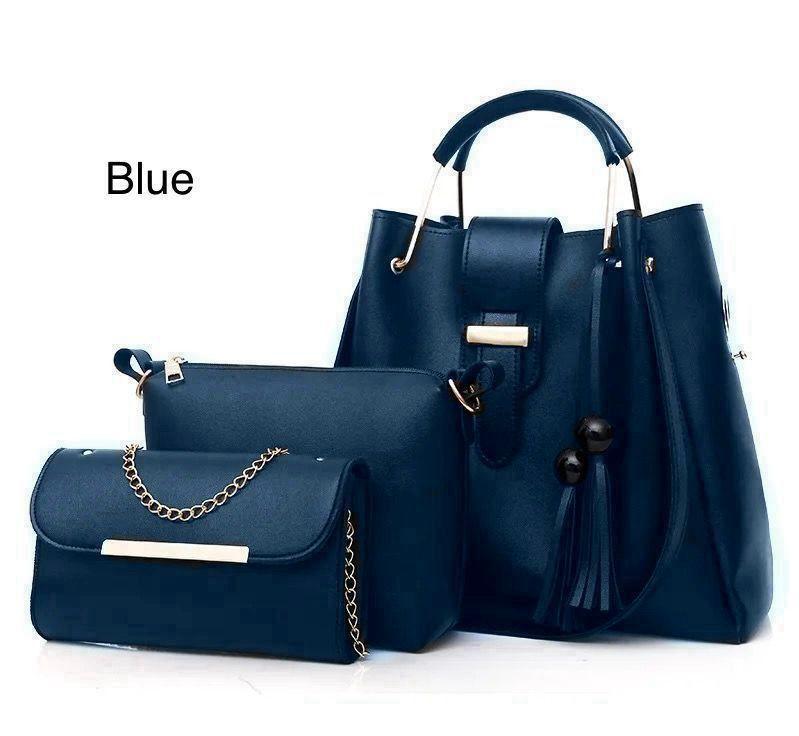 Stylish Women's Leather Handbag - Set of 3