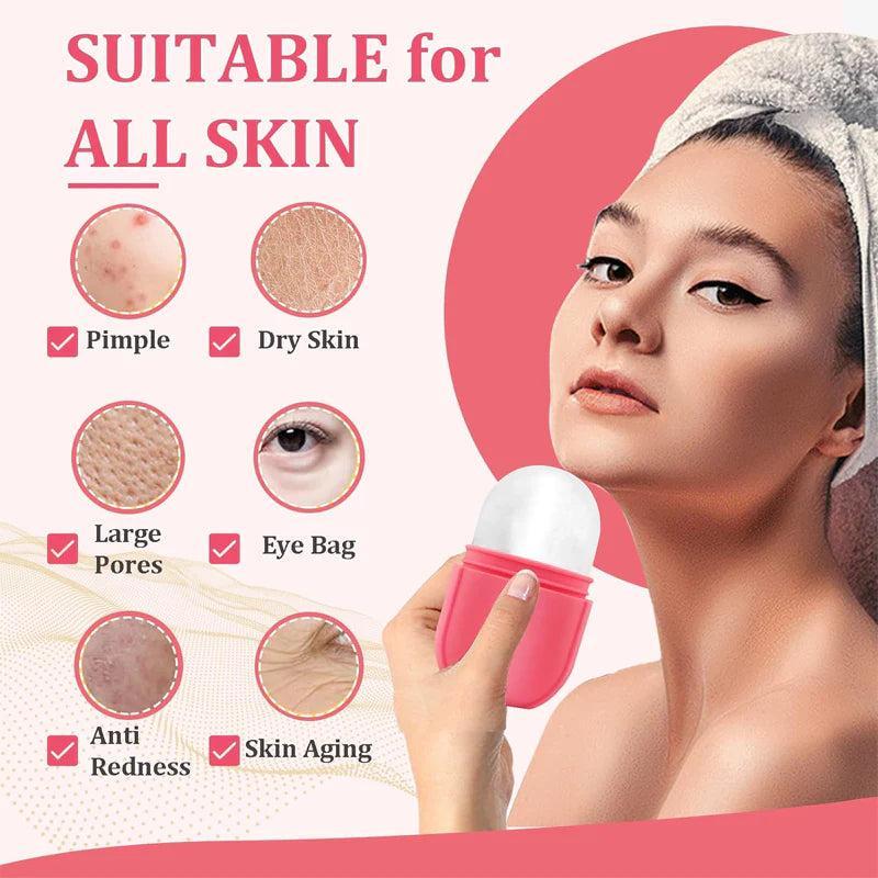 Hydrating Ice Roller - 1 Pcs Silicon Facial Massager for All Skin Types