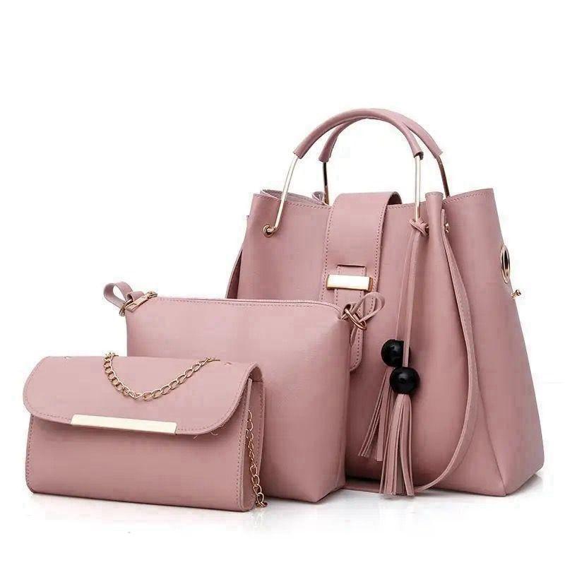 Stylish Women's Leather Handbag - Set of 3