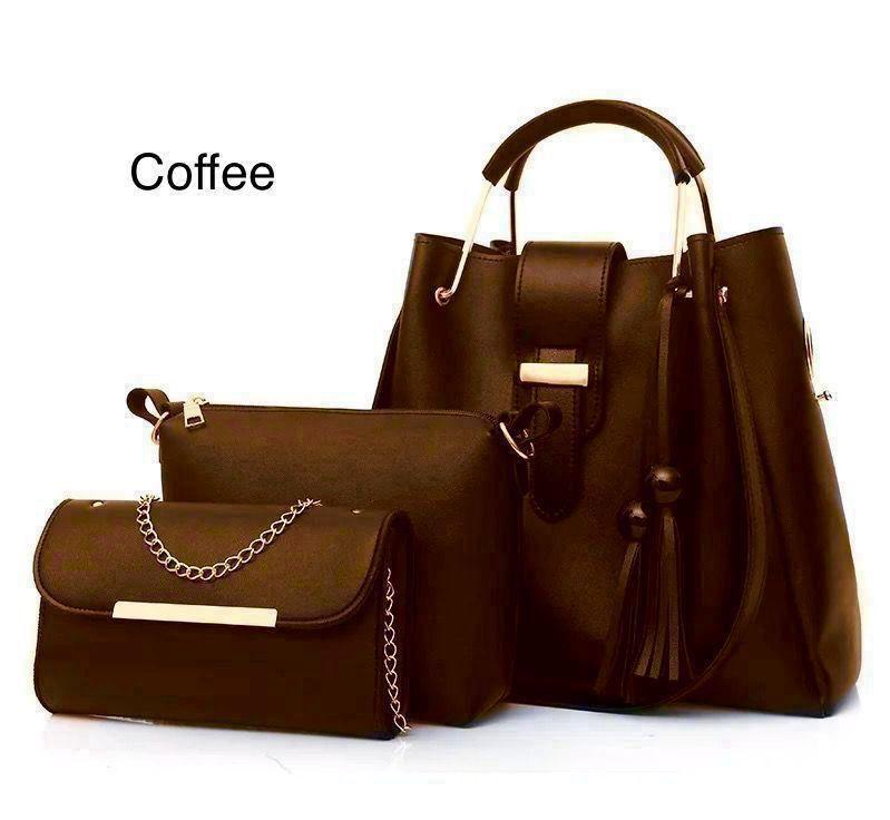 Stylish Women's Leather Handbag - Set of 3