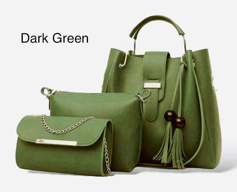 Stylish Women's Leather Handbag - Set of 3